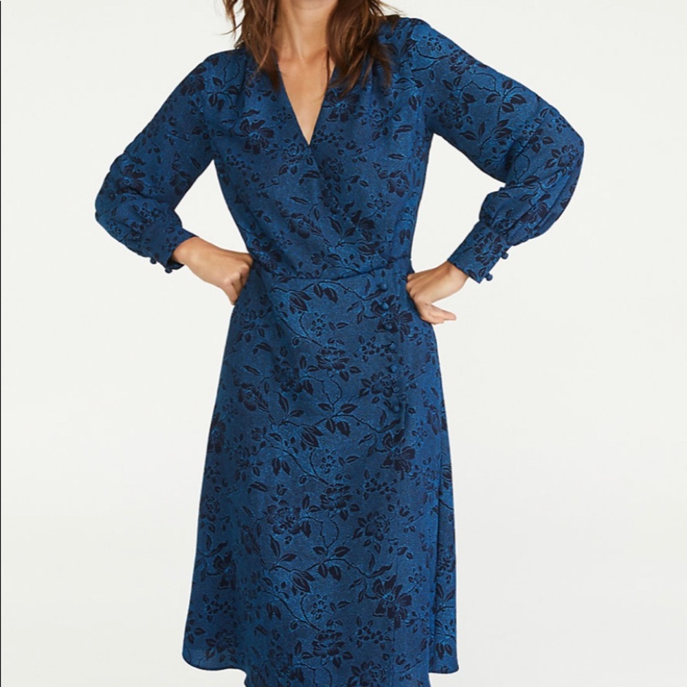 Ann Taylor Floral Button Wrap Dress